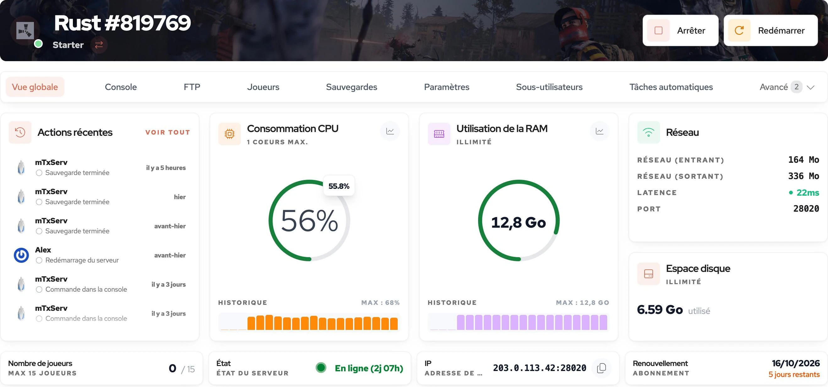 Overview of a Rust server in the mTxServ manager